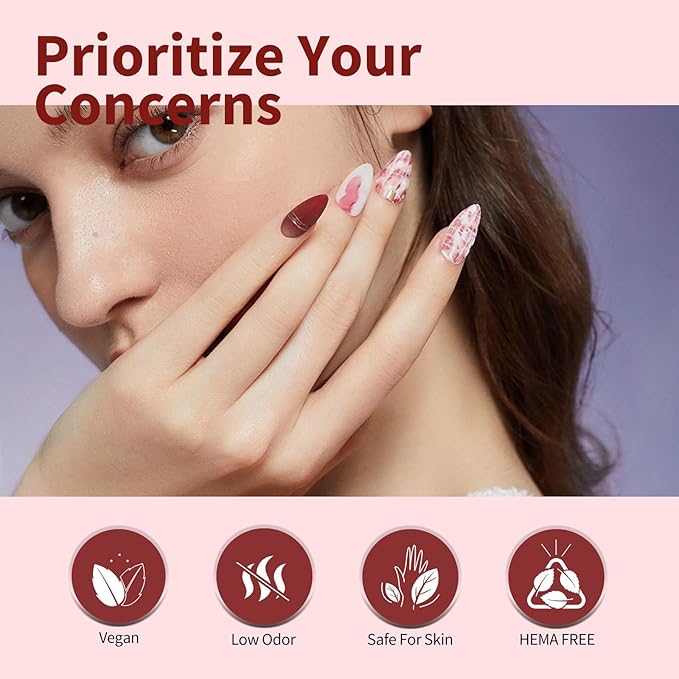 CANNI 6Pcs 9ml Hema-Free Red Gel Nail Polish Set- Dark Red Burgundy Glitter Gel Polish Kit DIY at Home Salon Christmas New Year's Gifts for Girls