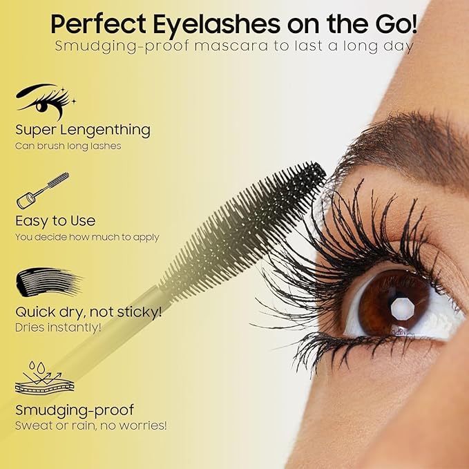 Mascara Volume and Length, Tubing Mascara Waterproof Formula and Lifting, No Clumping 2-1 for a Charming Curling Effect Eye Make up, Cruelty Free