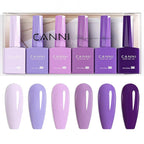 CANNI 6Pcs 9ml Hema-Free Purple Gel Polish,Dark Purple Gel Nail Polish Set,Light Violet Colors Gel Polish Kit, Soak Off LED Nail Gel Manicure Kit DIY at Home Salon Gifts for Women Girls