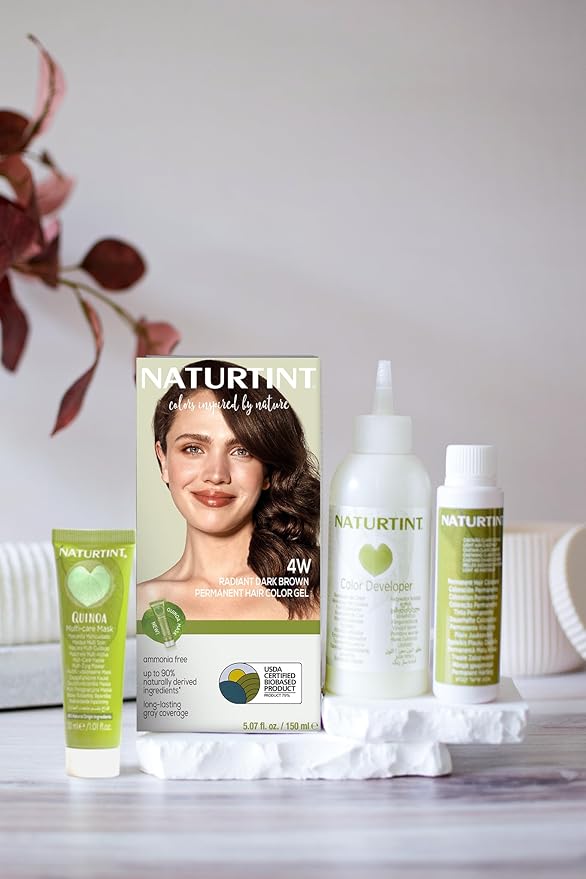 Naturtint 4W Radiant Dark Brown Permanent Hair Color (Pack of 1), Ammonia Free, Vegan, Cruelty Free, up to 100% Gray Coverage, Long Lasting Results (Packaging may vary)