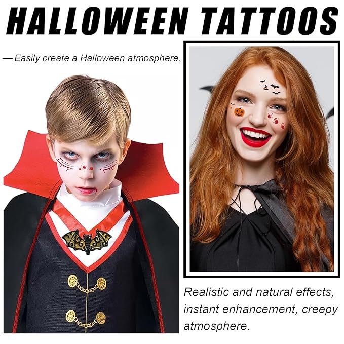 6Pcs Face Makeup Patches, Glitter Freckles Face Tattoo for Teenagers & Young Women, Sparkle Freckles Makeup Patches, Waterproof Face Glitter Freckles for Christmas (6PcsC Halloween)