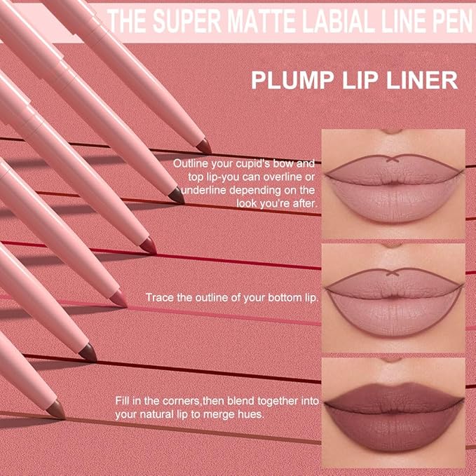 evpct 3Pcs Retractable Lip Liner Pencils Set Pack for Shaping & Sculpting Lips, Mauve Maroon Dark Wine Red Mauve Nude Creamy Matte Velvet Pigmented Lip Liner lipliners Crayon Lipstick,01 + 02 + 08