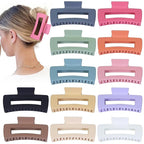4.1 Inch Jumbo Hair Clips - 12 Pcs Colorful Square Jaw Clips for Thick Hair, Women and Girls Hair Accessories