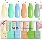 CANNI 6Pcs 9ml Pastel Gel Nail Polish Set- Yellow Green Blue Gel Polish Kit Candy Colors DIY at Home Salon Christmas New Year's Gifts for Girls