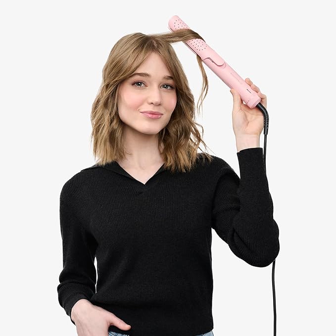 Wavytalk Airflow Styler Curling Iron, Cool Curl, 360° Cool Air Lock in Style for Lasting Curls, Reduces Damage, 2 in 1 Hair Straightener and Curler, 1.25 Inch, Anti-Scald for Short Long Hair