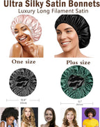 Satin Bonnet 2Pcs Silk Bonnet Hair Bonnets For Sleeping Silky Soft Sleep Cap Womens Night Curly Natural Hair Caps