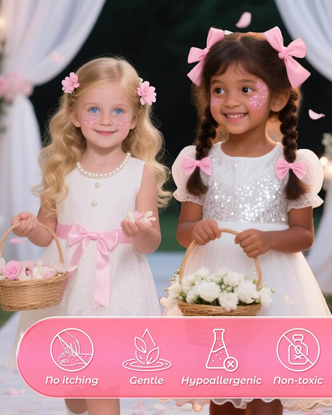 6PCS Pink Face Body Glitter Gel，Mermaid Holographic Sequins Chunky Glitter Paint for Party Singer Concerts Music Festival Rave Accessories for Girls Women Face Body Hair Sparkling Makeup