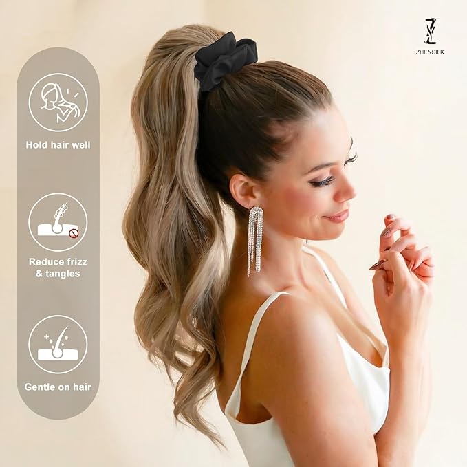 6 Pcs Silk Satin Scrunchies for Hair Sleep Silk Hair Ties for Women Girls Hair Scrunchies for Ponytails Holders Smooth Hair Accessories Gentle on Hair