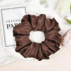 CEELGON Dark Brown Big Satin Scrunchie6.5 Inches Jumbo Scrunchies Silky Hair Ties Oversized Ponytail Holderfor Thick Curly Hair Extra Large Hair Accessories for Women (Espresso)