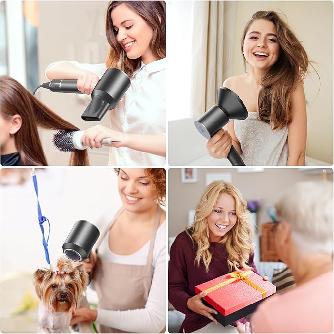 Hair Dryer-110000 RPM High-Speed Ionic Blow Dryer, Brushless Motor, 8 Wind Modes, Magnetic Nozzles & Diffuser, Intelligent Temperature Control, Reduces Frizz & Enhances Shine, Quiet & Fast Drying