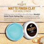 Woody's Premium Hair Clay for Men – Matte Finish, Pomade for Men Stronghold, Texturizing & Sculpting Hair Styling Clay, Flexible Control, 3.4 oz