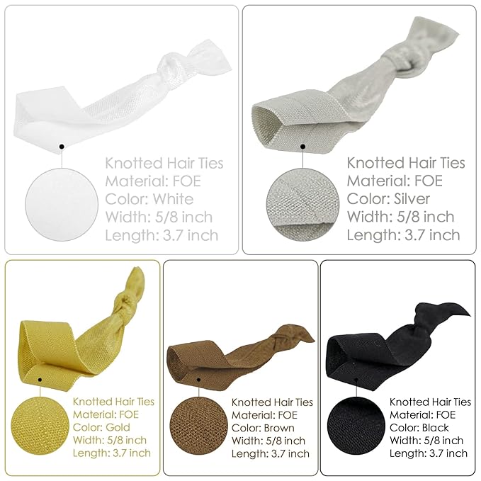 MEEDEE Soft Knotted Netural Color Hair Ties - 100 Pack No-Crease Elastic Ribbons, Ouchless Ponytails for Women, Yoga, and More