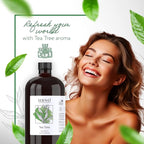 HBNO Tea Tree Oil - Huge 32 oz (950ml) Large Size - Ideal for Diffusers, Cleaning Agents, Deodorizers, and Flavoring Agents (Glass Bottle).