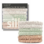 Suncdelv Silk,100% Silk Scrunchies for Hair,22 Momme Hair Ties for Anti-Crease & Breakage,Natural Women Hair Accessories，Fashion Hairbands 6PCS (White, Light Green, Rubber Red)
