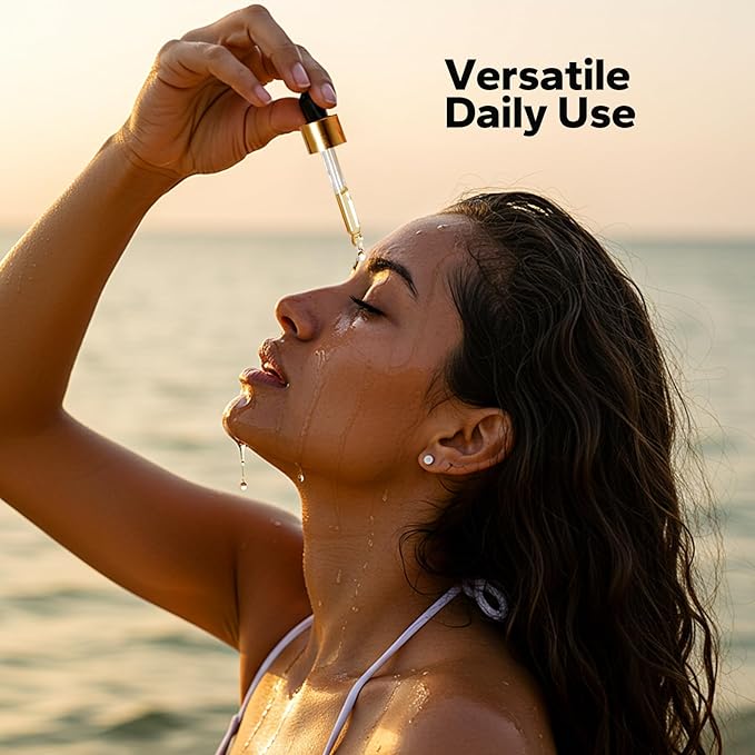 Facial Self Tanning Drops (1 Fl Oz), Tanning Drops for Face & Body, Gradual Bronzing Effect, Lightweight Tanner for Sensitive Skin, Natural Sun-Kissed Glow, Dark Shade