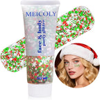 MEICOLY Christmas Face Body Glitter Gel,Christmas Hair Glitter,Christmas Accessories Stocking Stuffers Gift Decorations,Festival Face Glitter Makeup for Women Kids Girls,Chunky Glitter Face Paint