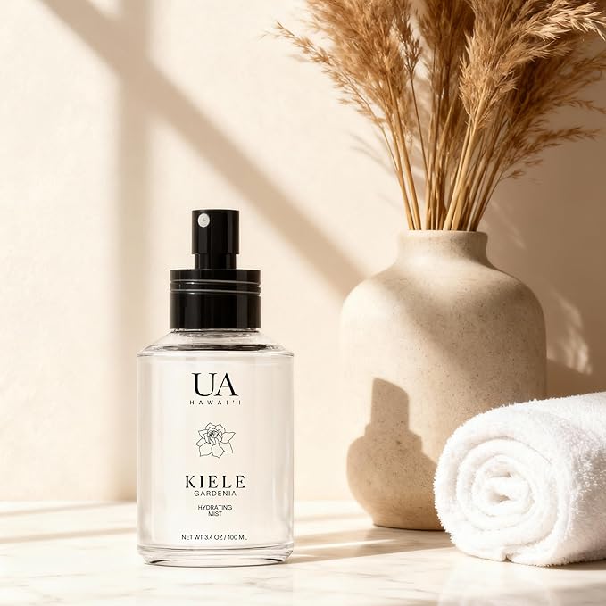 Kiele Gardenia Body and Hair Mist from Hawaii, Hair Perfume for a Light, Hydrating Refresh, Body Mist for Women and Men, Alcohol-Free, With Moisturizing Hyaluronic Acid & Glycerin, 3.4 oz