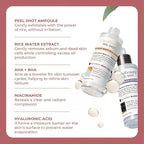 Peel Shot Glow Rice Ampoule Duo, Daily White Rice Ampoule + Weekly Black Rice + Activated Charcoal, Vegan, Cruelty-Free Skin Treatment 2x80ml