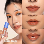 Handmade Heroes 100% Natural Vegan Lip Oil with Squalane Non-Sticky Lip Gloss Moisturizing, Shiny, Nourishing Korean Lip Gloss - Sugar Peach