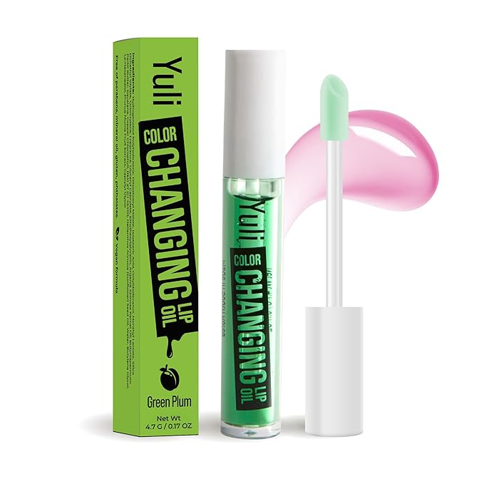 The Beauty Spy Yuli Color Changing Lip Oil | Hydrating Lip Gloss Korean | pH-Reactive Non Sticky Lip Gloss Formula With Argan Oil, Squalane, Shea Butter | Glass Shine Effect (Green Plum)