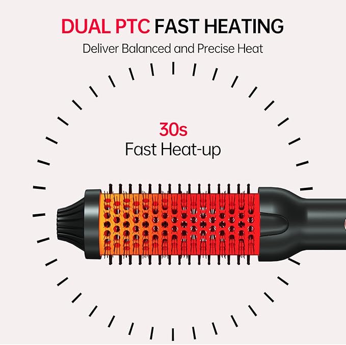 Negative Ion Thermal 1.5 Inch Brush for Blowout Look, Ceramic Curling Brush with Anti-Scald Nylon Bristles,10 Temps & Auto Shut-Off, Dual Voltage Travel Hair Styling Tool