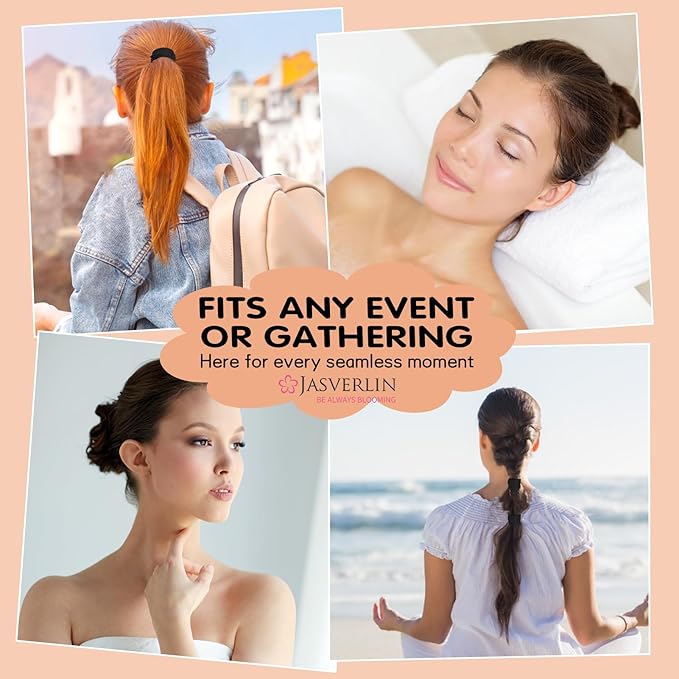 2.4" Large Hair Ties No Damage, Thick Hair Bands for Women, Soft Elastic Ponytail Holders Cotton Seamless Scrunchies Stretchy No Crease 30 Pcs (Black)