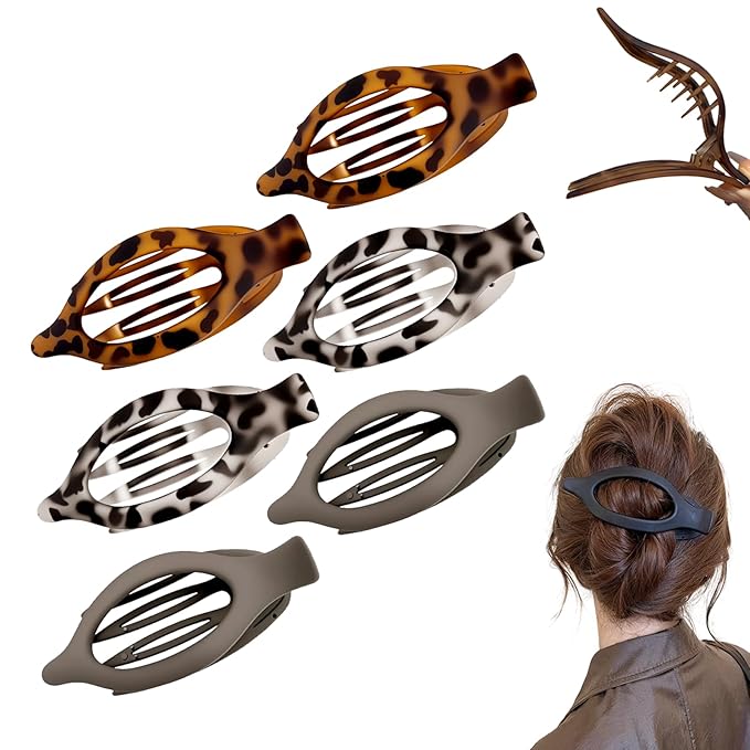 Flat Hair Clips for Women, French Hair Claw Clips for Thick, Thin, Long & Short Hair, Duck Billed Clips, No-Slip Grip Hair Styling Accessories for Women Girls Daily Use (MixB 6PCS)