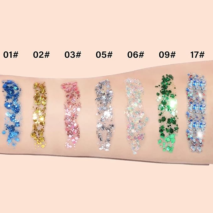 Christmas Face Glitter - Holiday Gift for Women Girls, Chunky Sparkling Glitter Makeup, Party Costume Accessories Christmas Stockings (Pink Body Glitter)