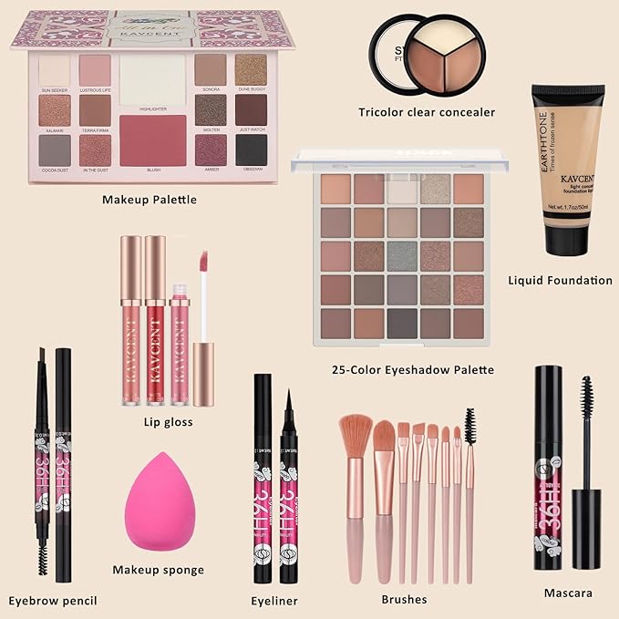 Makeup Set for Teens Makeup Kit for Women Full Kit Eyeshadow Palette Makeup Gift Set for Women Teen Girls Teenagers Makeup Kit for Teens 13-15