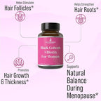 Black Cohosh + Biotin - Menopausal Hair Growth Supplement for Women. Menopause & Postmenopause Vitamins for Fuller Hair, Less Thinning, Hot Flashes. Black Cohosh, Biotin, & Chasteberry. Clean & Vegan