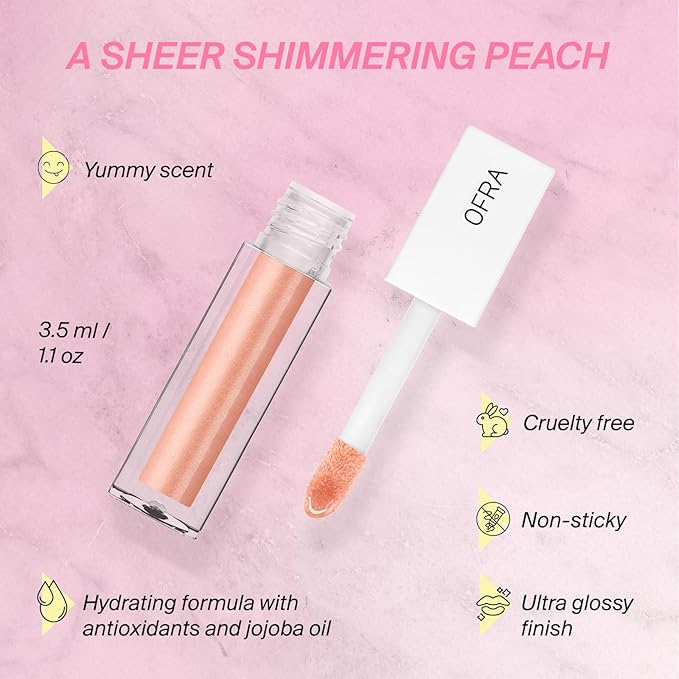 Ofra Lip Gloss - Apricot Dream | Non Sticky, Ultra-Glossy Lip Gloss | Long Lasting Formula for a Smooth, Hydrated Finish | 3.5ml/1.1oz