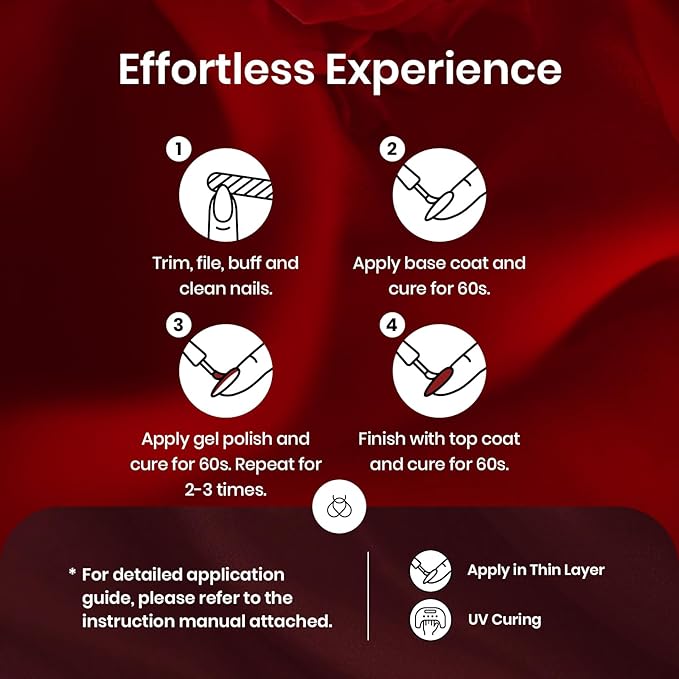 Beetles Red Gel Nail Polish Set Winter Gel Polish 6 Colors Burgundy Red Glitter Purple Soak Off UV LED Art Design Decoration DIY Nail Gifts for Women Poinsettia