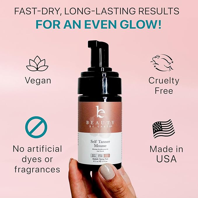 Self Tanner Tanning Mousse Kit - USA Made with Natural & Organic Ingredients, Self Tanner Mousse and Mitt, Tan Kit, Fake Tan Tanning Foam, Ultra Dark, Sunless Tanners Best Sellers