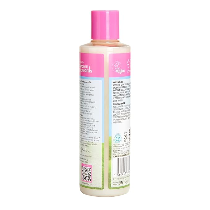 Childs Farm, Kids Hair Conditioner for Dry, Sensitive Skin & Scalp, Strawberry & Organic Mint, Conditions & Nourishes, Vegan, Cruelty-Free, 8.4 Fl Oz