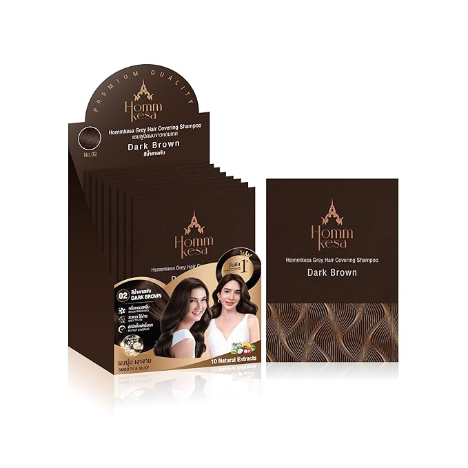 Grey Hair Covering Shampoo (6 Packet) – Premium 3-in-1 Hair Dye Shampoo For Grey Hair (Dark Brown)