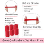 LuSeren 120 Pcs Deep Red Hair Ties for Women, No Damage Soft Seamless Nylon Hair Elastics for Thick Hair,Ponytail Holders, Hair Accessories