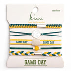 K'lani Game Day Hair Tie Bracelets – 5-Pack Stretchy No-Crease Hair Ties & Stylish Bracelets – Team Color Accessory for Hair or Wrist - Green & Yellow, Medium