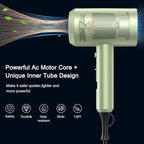 slopehill Professional Ionic Hair Dryer, Powerful 1800W Fast Drying Low Noise Blow Dryer with 2 Concentrator Nozzle 1 Diffuser Attachments for Home Salon Travel (Lime Cream)