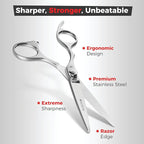 Suvorna Left Handed Hair Scissors Professional for Barbers and Hairdressers - Barber Scissors to Cut Hair - 6" Hair Cutting Scissors - Stainless Steel Hair Shears for Women, Men and Adults