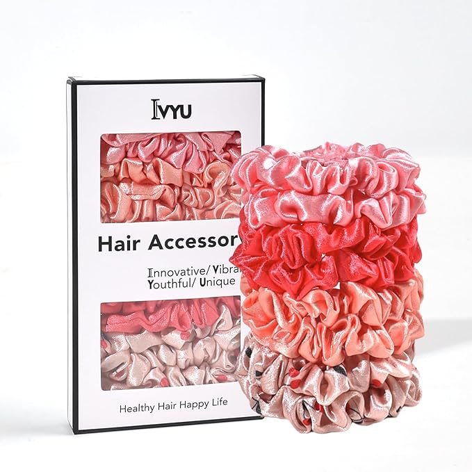 Scrunchies Silk Satin Hair Ties - Small Mini Thin Elestics Ponytail Holder Hair Bands Skinny Scrunchy For Thick Curl Hair No Crease Hair Ties Soft Accessories No Hurt Your Hair for Women and Girls