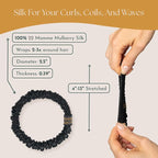 Authentic Mulberry Silk Skinny Scrunchies for Women, Anti Breakage Hair Ties for Curly Thick & Thin Hair, 100% Silk for Buns, Ponytail Holders & Sleeping, Onyx Black Color (4-Pack)