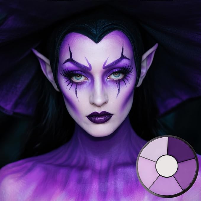 Purple Face Body Paint, Professional 6 Colors Body Paint SFX Makeup Palette, Cream Water Based Purple Face Paint for Adults SFX Cosplay Halloween Stoker Zombie Monster Ursula Costume Party