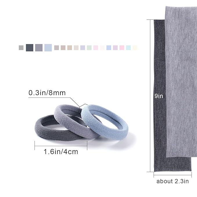 72PCS Hair Ties No Damage & Hair Bands for Women's Hair, Ponytail Holders & Hair Elastics Set (1.6in Grey)