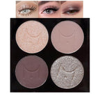 Nude Eyeshadow Quad Palette, Champagne Dusty Pink Plum Mauve Taupe Glitter Metallic Shimmer Matte High Pigment Mini Eyeshadow Eye Shadow Palette Makeup for older Women, Travel Size Built in Mirror