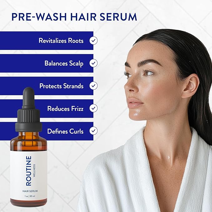 Routine Wellness Bundle - Shampoo and Conditioner Set for Thinning Hair, Two Serums for Scalp Health, Hair Growth Supplement & Hair Mask - Rose Hips