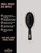 Phillips Brush Luxe Square Paddle Purse Sized Hair Brush, Sleek Black Color with Gold Accents – 7 inch Detangler Paddle Brush from the Luxe Series by Phillips Brush