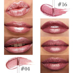 evpct 2Pcs Rose Gold Mauve Metallic Glitter Lip Liner and Lipstick Combo, Shimmery Lip Gloss Stain Set Makeup for Women Long Lasting Waterproof 24, Metallic Shimmer Iridescent Glossy Liquid Lipstick