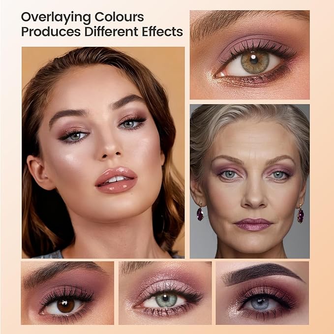 Noerrors Plum Light Burgundy Eyeshadow Quad Palette, Nude Beige Brown Taupe Mauve Natural Matte Eyeshadow for Older Women, Silky Fine Powder Lightweight Blendable Neutral Shimmer Eye Makeup Palette