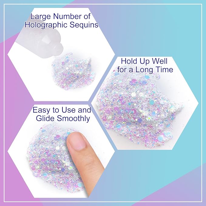 MEICOLY Chameleon Iridescent White Body Glitter,Halloween Face Glitter Paint Ice Themed Aerial Performance,Color Changing Mermaid Face Glitter,Opal Glitter for Body Hair,Festival Party Cheer Makeup