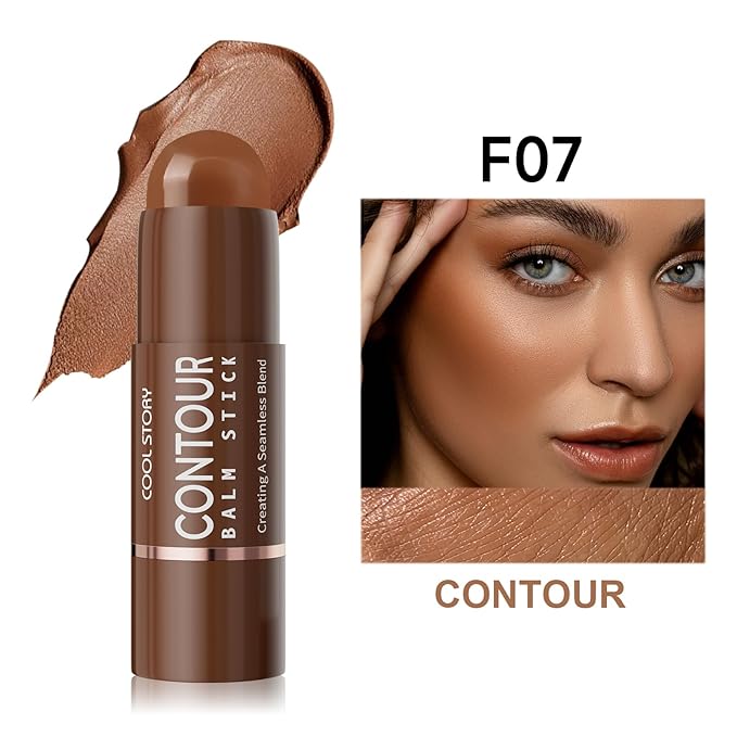 Cool Story 3-in-1 Makeup Set, Highlighter, Blush and Contour Balm Stick, Cream Formula for Face Contouring, Professional Cosmetic Kit (Contour-F07)